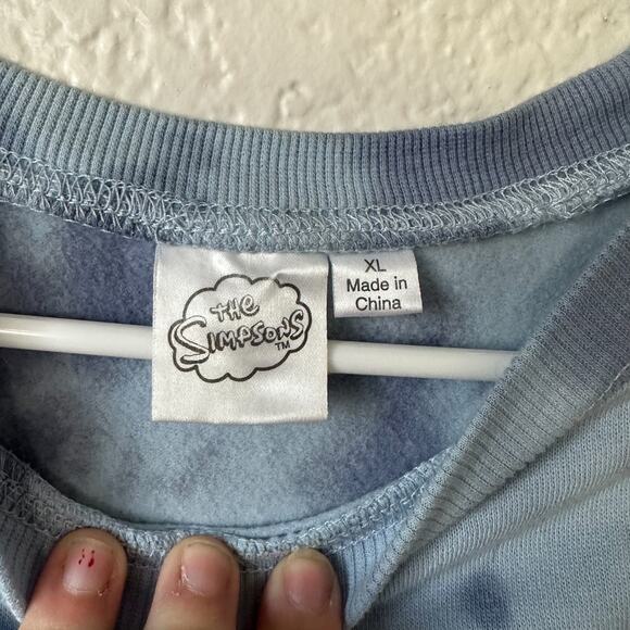 Acid Washed Baby Blue Simpsons Lisa Simpson Nature Lover Sweatshirt XL - Picture 4 of 4
